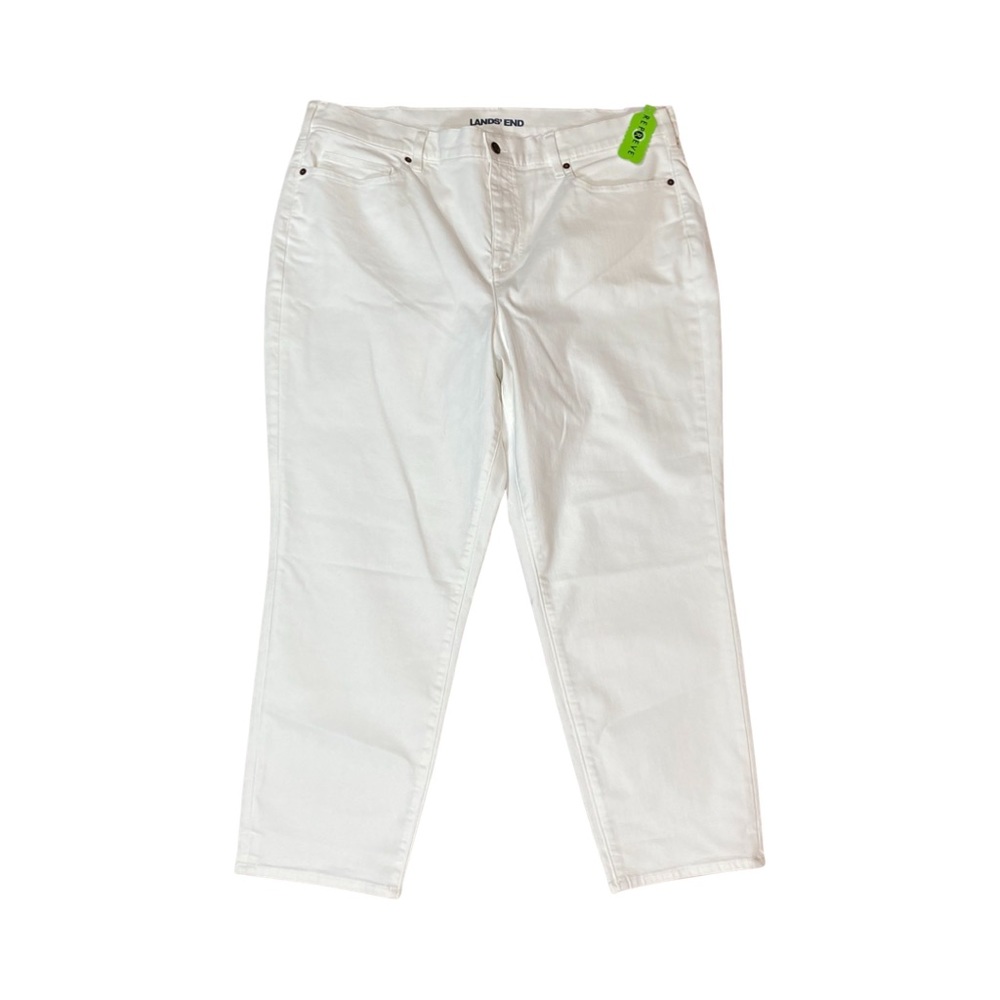 Lands End Womens Plus Size High Rise Slim Leg Ankle Jeans Size 22W White NWT